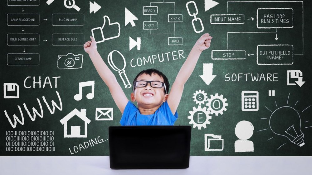 happy boy coding