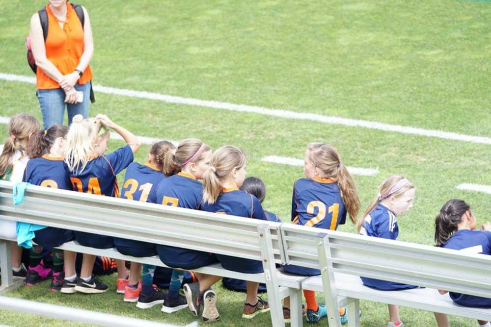 girls soccer bench