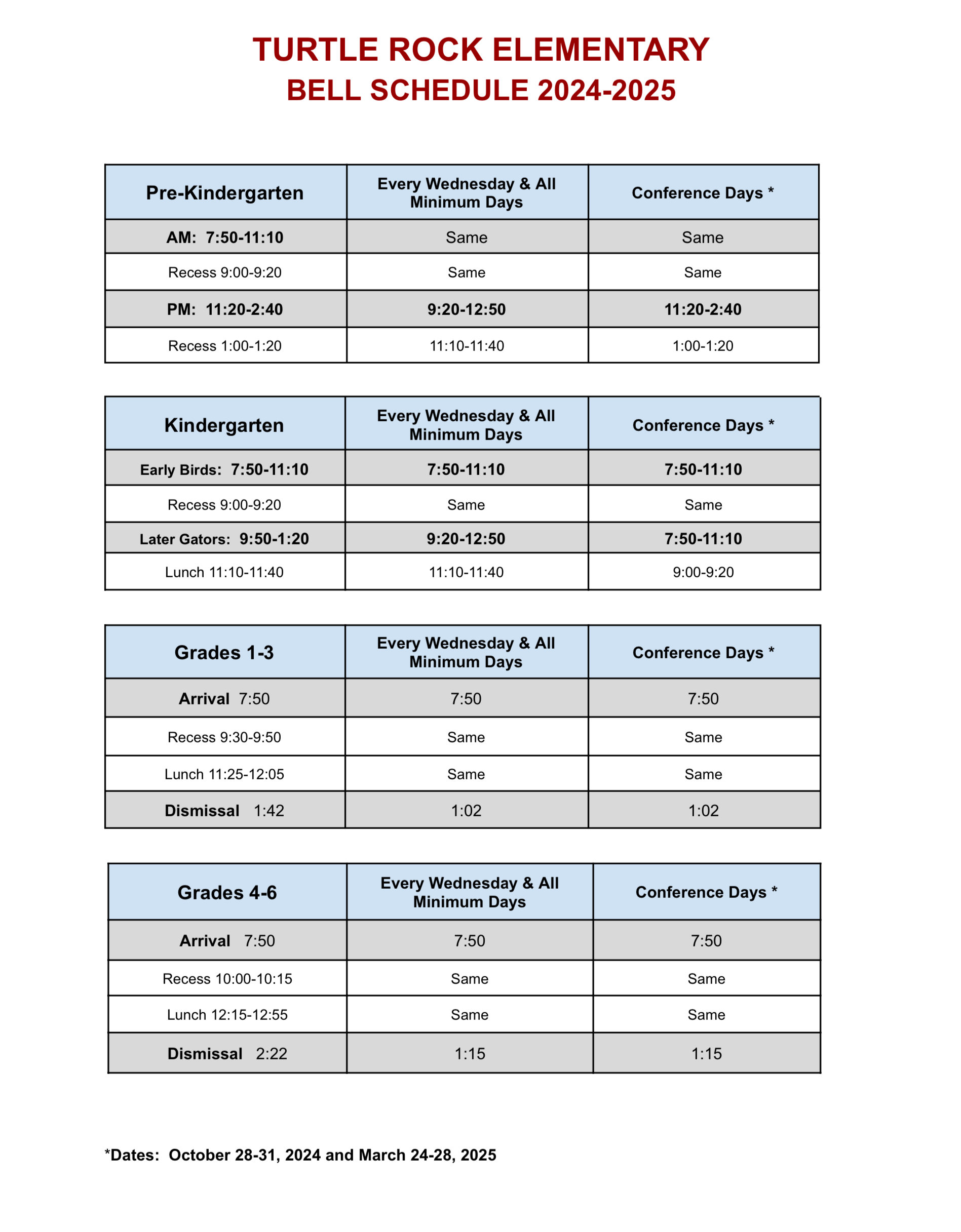 bell schedule