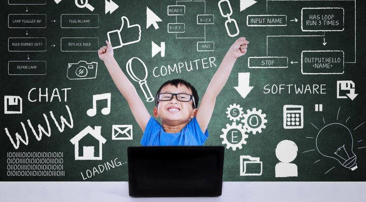 happy boy coding