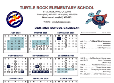 Turtle Rock Calendar